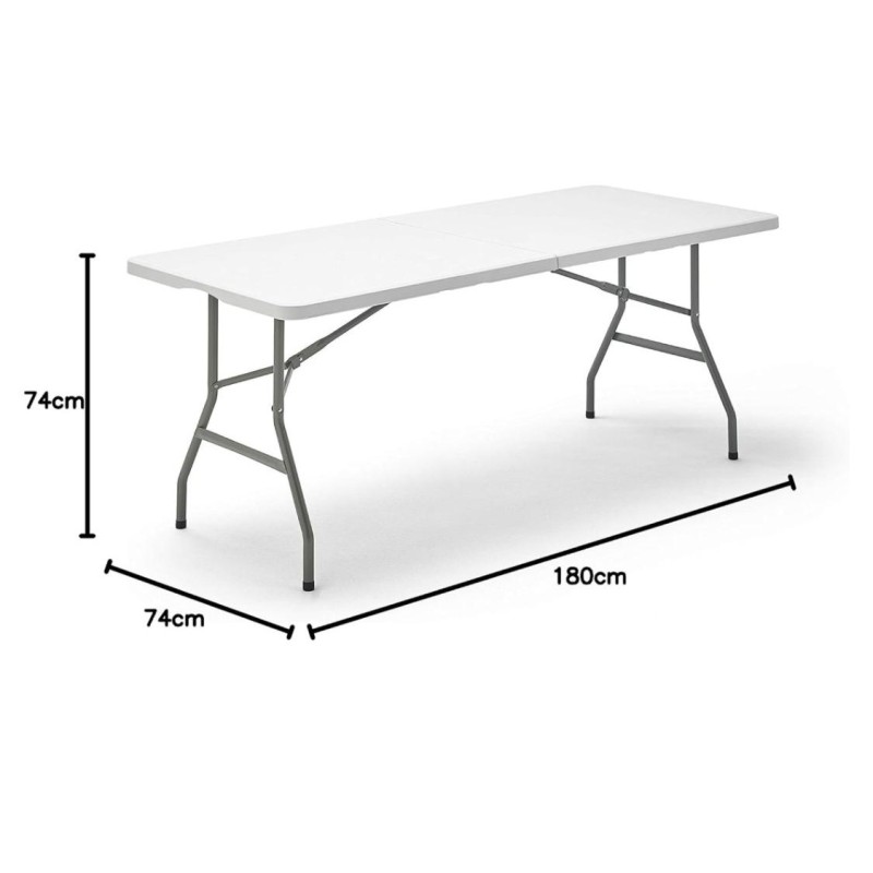 ORION91 - MESA PLEGABLE BLANCA, RECTANGULAR 1,8m, GARDEN HOUSE GARAGE 91