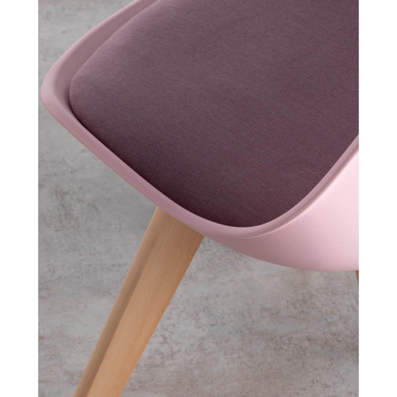 ORION91 Silla LYRA Asiento Acolchado Cojín Tela Fine Color (VARIOS COLORES) y Patas Haya (43x83x49cm) Comedor Oficina Salón Tele