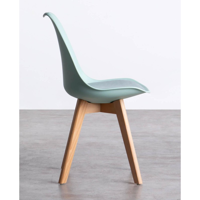 ORION91 Silla LYRA Asiento Acolchado, Cojín Tela, Color Verde Aguamarina y Patas Haya (43x83x49cm)