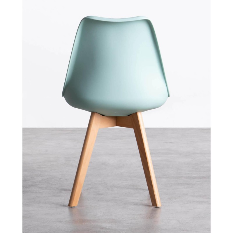 ORION91 Silla LYRA Asiento Acolchado, Cojín Tela, Color Verde Aguamarina y Patas Haya (43x83x49cm)