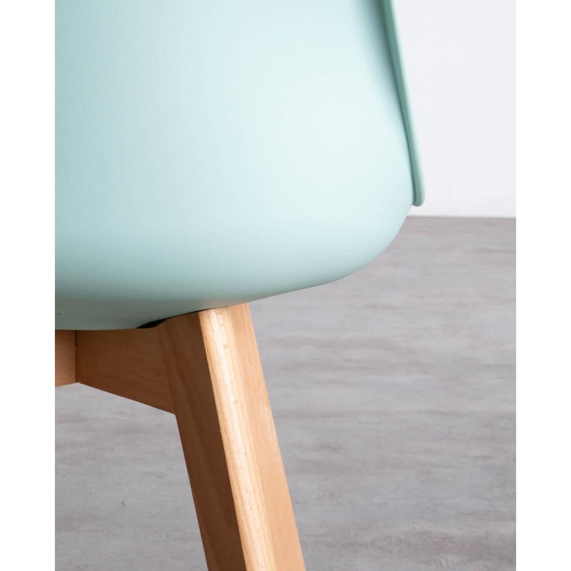 ORION91 Silla LYRA Asiento Acolchado, Cojín Tela, Color Verde Aguamarina y Patas Haya (43x83x49cm)