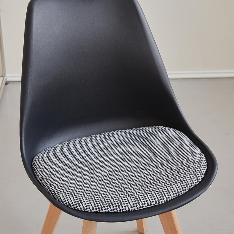 ORION91 Silla LYRA Cojín Acolchado de Lino, Sillas para Cocina, Oficina, Sala de Estar – Color Negro 🖤 40 x 49 x 82 cm - SpazioL