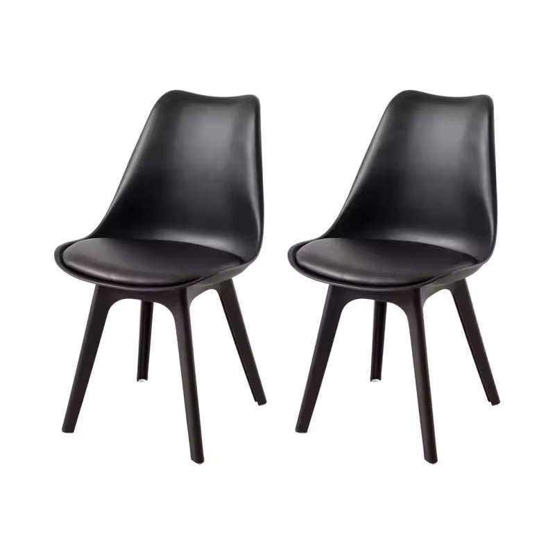 ORION91 Silla BOREAL Asiento Acolchado, Piel Sintética y Patas Color Negro 🖤 , 48x43x82cm, Ideal Para Comedor ,Oficina, Salón, T