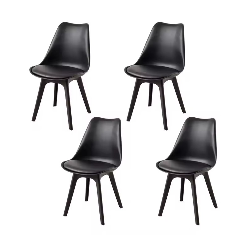 ORION91 Silla BOREAL Asiento Acolchado, Piel Sintética y Patas Color Negro 🖤 , 48x43x82cm, Ideal Para Comedor ,Oficina, Salón, T