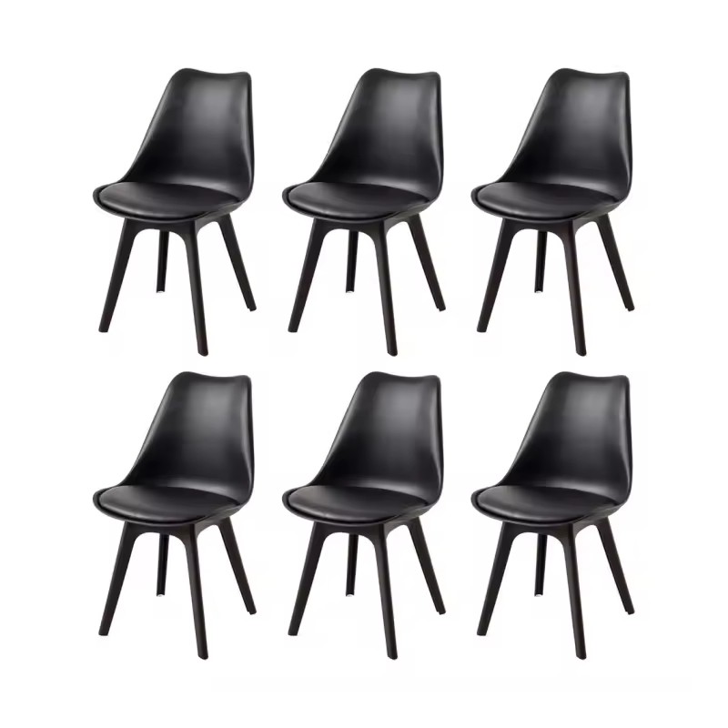 ORION91 Silla BOREAL Asiento Acolchado, Piel Sintética y Patas Color Negro 🖤 , 48x43x82cm, Ideal Para Comedor ,Oficina, Salón, T