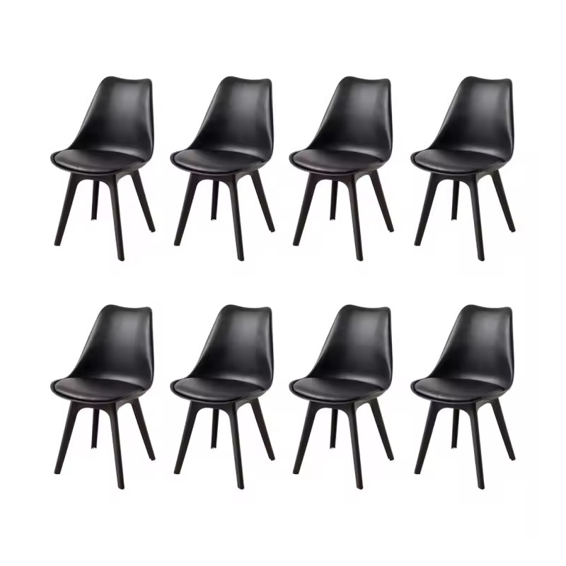 ORION91 Silla BOREAL Asiento Acolchado, Piel Sintética y Patas Color Negro 🖤 , 48x43x82cm, Ideal Para Comedor ,Oficina, Salón, T