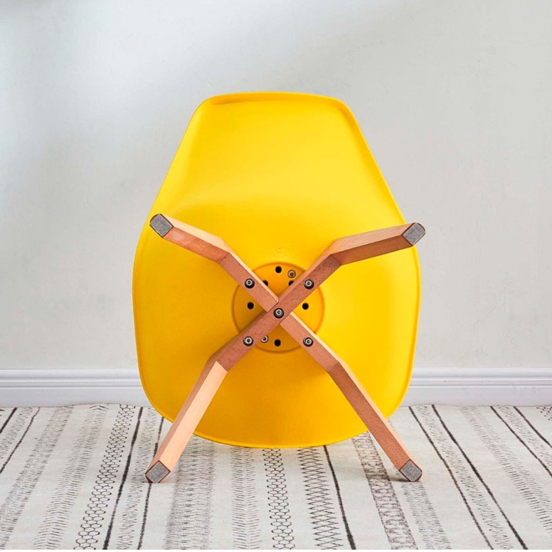 ORION91 Silla SIRIO Color Amarillo Curry Asiento Acolchado Piel Sintética y Patas Haya 54x81x48cm Comedor Oficina Salón Teletrab