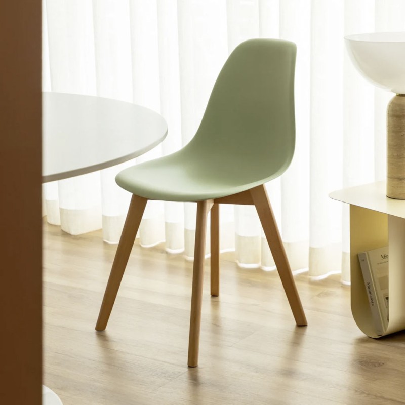 ORION91 Silla ARA Color Verde Jade y Patas Haya 46x55x83 cm Comedor Oficina Salón Teletrabajo Cocina – SpazioLuzio