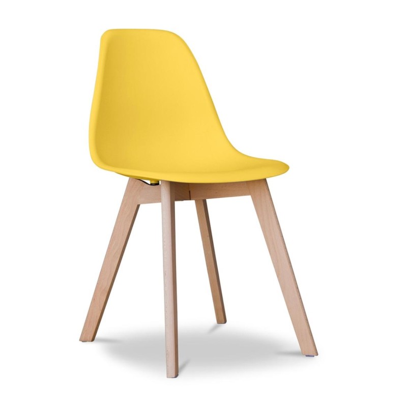 ORION91 Silla ARA Color Amarillo Curry y Patas Haya 46x55x83 cm Comedor Oficina Salón Teletrabajo Cocina – SpazioLuzio