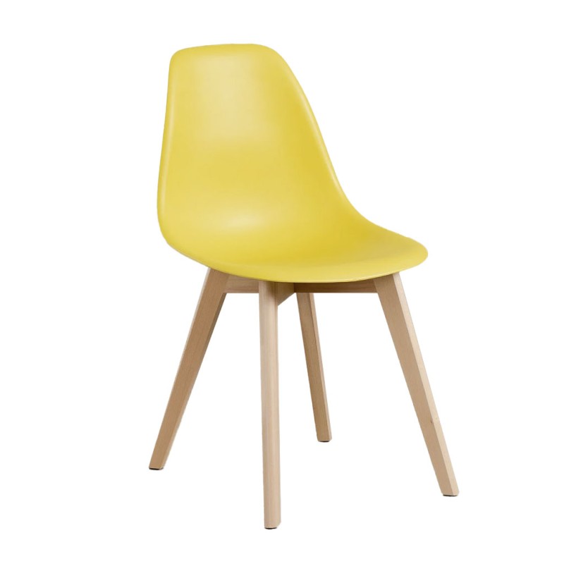 ORION91 Silla ARA Color Amarillo Curry y Patas Haya 46x55x83 cm Comedor Oficina Salón Teletrabajo Cocina – SpazioLuzio