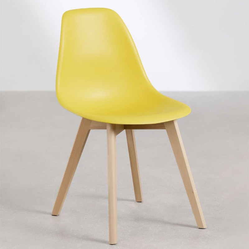 ORION91 Silla ARA Color Amarillo Curry y Patas Haya 46x55x83 cm Comedor Oficina Salón Teletrabajo Cocina – SpazioLuzio