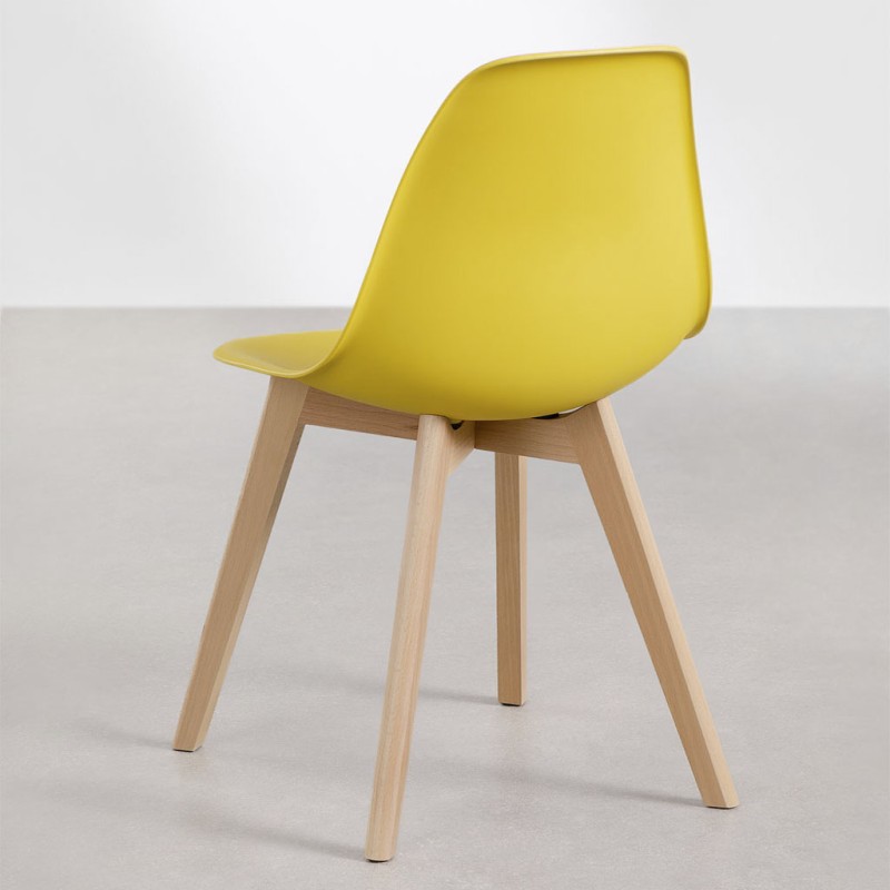 ORION91 Silla ARA Color Amarillo Curry y Patas Haya 46x55x83 cm Comedor Oficina Salón Teletrabajo Cocina – SpazioLuzio