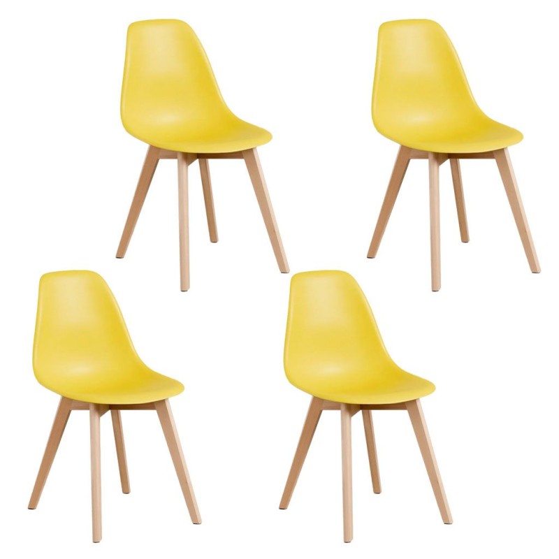 ORION91 Silla ARA Color Amarillo Curry y Patas Haya 46x55x83 cm Comedor Oficina Salón Teletrabajo Cocina – SpazioLuzio