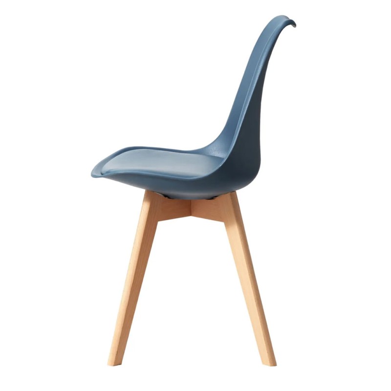 ORION91 Silla SIRIO Color Azul Petróleo Asiento Acolchado Piel Sintética y Patas Haya 54x81x48cm Comedor Oficina Salón Teletraba