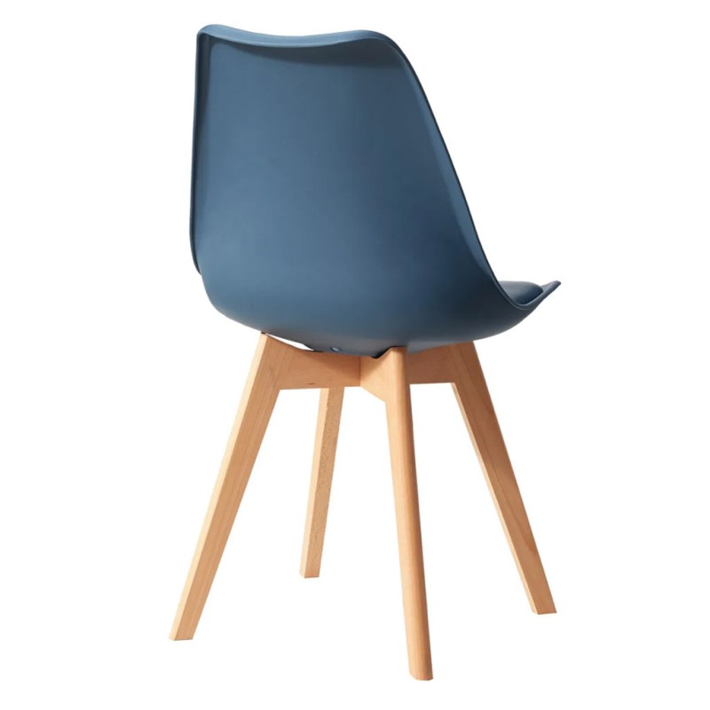 ORION91 Silla SIRIO Color Azul Petróleo Asiento Acolchado Piel Sintética y Patas Haya 54x81x48cm Comedor Oficina Salón Teletraba