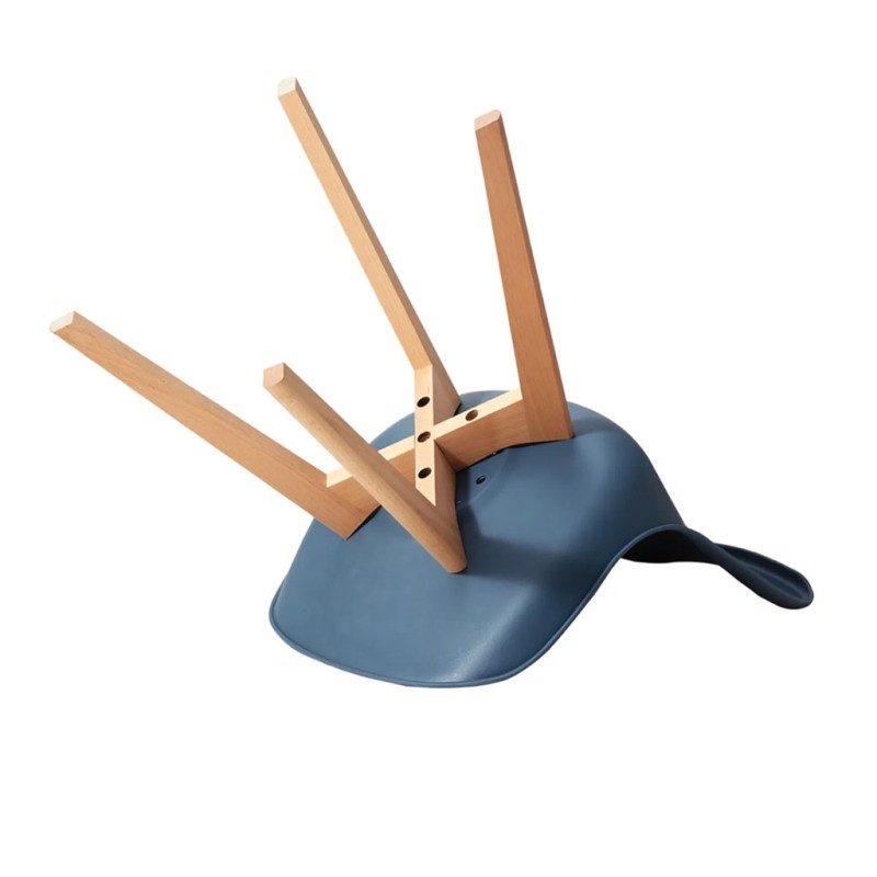 ORION91 Silla SIRIO Color Azul Petróleo Asiento Acolchado Piel Sintética y Patas Haya 54x81x48cm Comedor Oficina Salón Teletraba