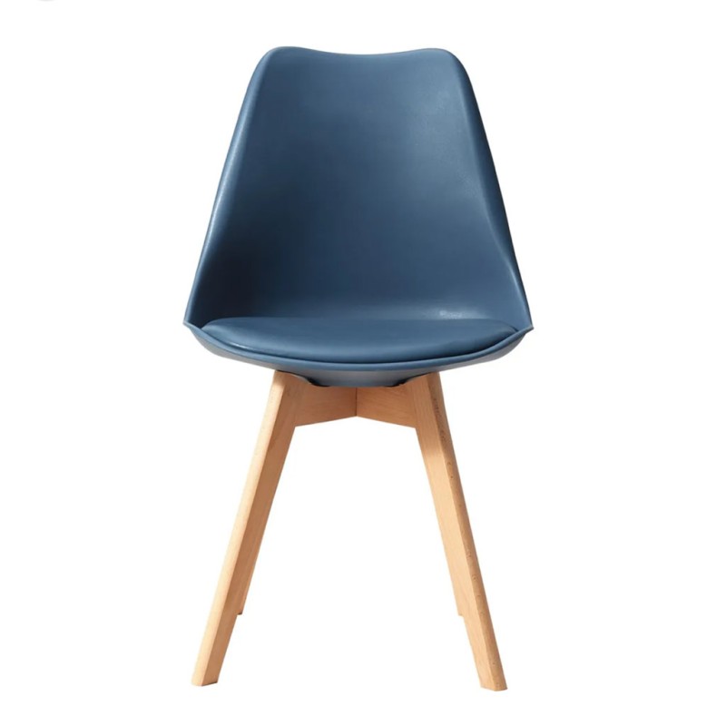 ORION91 Silla SIRIO Color Azul Petróleo Asiento Acolchado Piel Sintética y Patas Haya 54x81x48cm Comedor Oficina Salón Teletraba