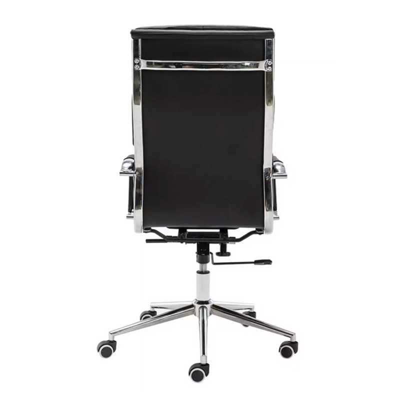 ORION91 Silla Director Respaldo Alto Acolchado Piel Sintética Color Negro 🖤 Estructura Cromo 56x65x108cm Oficina Profesional Tel