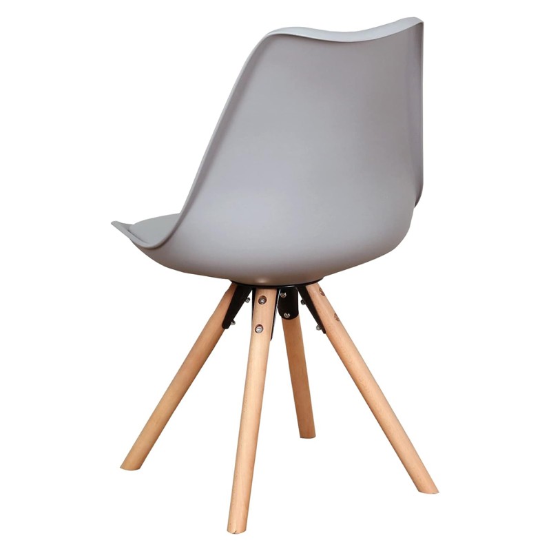 ORION91 Silla URSA Color Gris Asiento Acolchado Piel Sintética y Patas Haya 49 x 43 x 81cm Comedor Oficina Salón Teletrabajo Coc