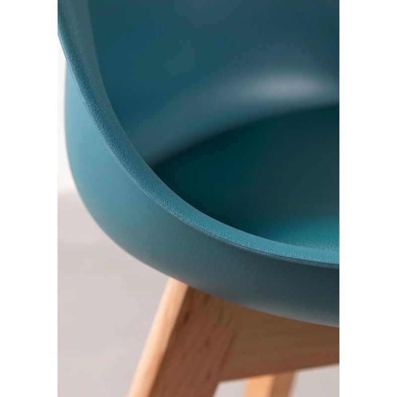 ORION91 Silla SIRIO Color Verde Azulado Asiento Acolchado Piel Sintética y Patas Haya 54x81x48cm Comedor Oficina Salón Teletraba