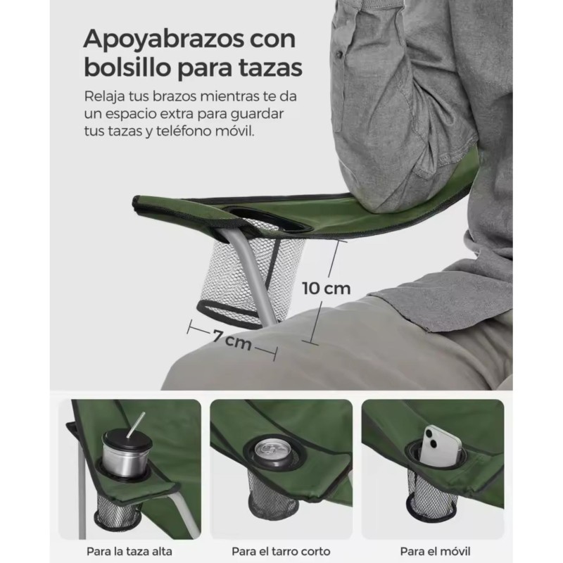 ORION91oficial® - Silla Plegable, Portátil Camping Poliéster (50 x 40cm) Color (VARIOS COLORES) , Peso Max 120kg, Exterior, Apoy