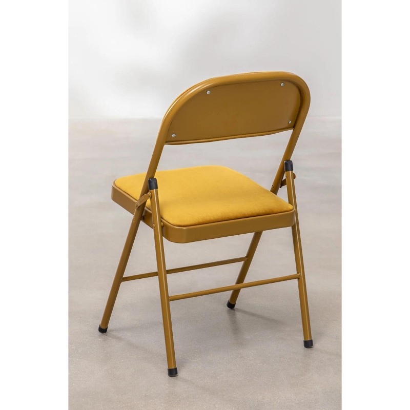 ORION91oficial® - Silla Plegable ARIES Terciopelo Mostaza, Comedor Oficina Salón Teletrabajo Cocina - spaziOrion91