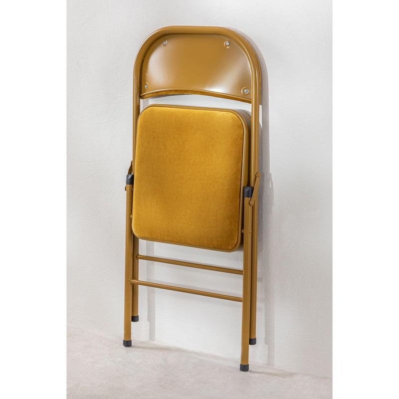 ORION91oficial® - Silla Plegable ARIES Terciopelo Mostaza, Comedor Oficina Salón Teletrabajo Cocina - spaziOrion91