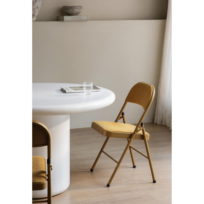 ORION91oficial® - Silla Plegable ARIES Terciopelo Mostaza, Comedor Oficina Salón Teletrabajo Cocina - spaziOrion91