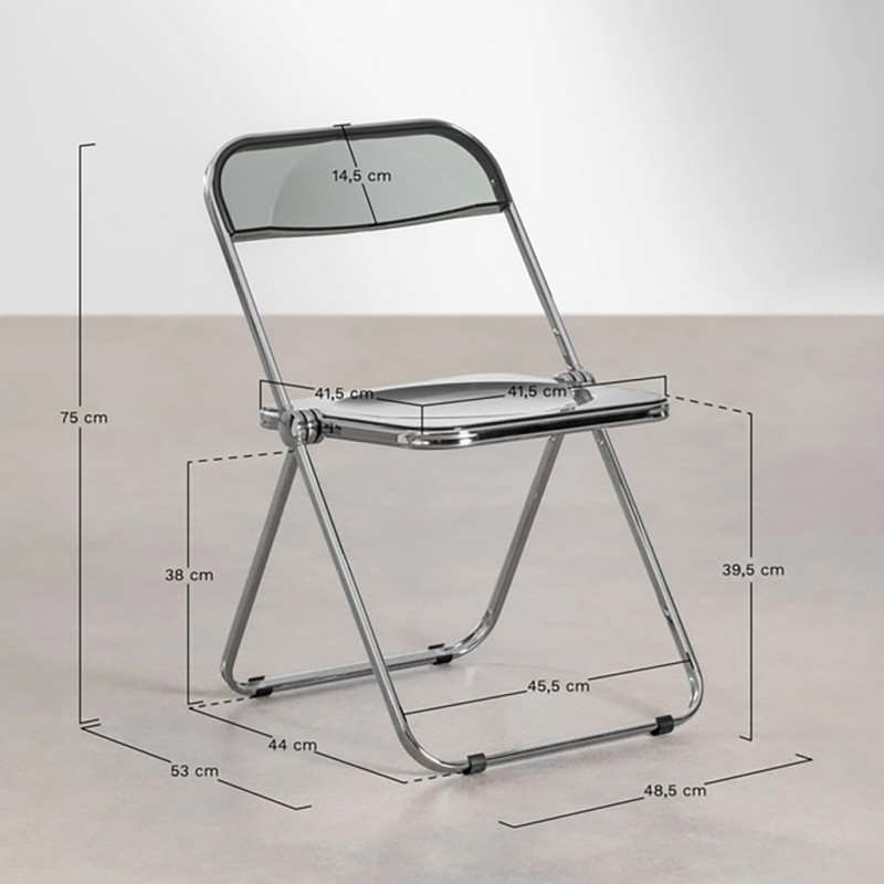 ORION91 Silla Plegable LYRAE Gris Ahumado 48x75x53cm Comedor Oficina Salón Teletrabajo Cocina - SpazioLuzio