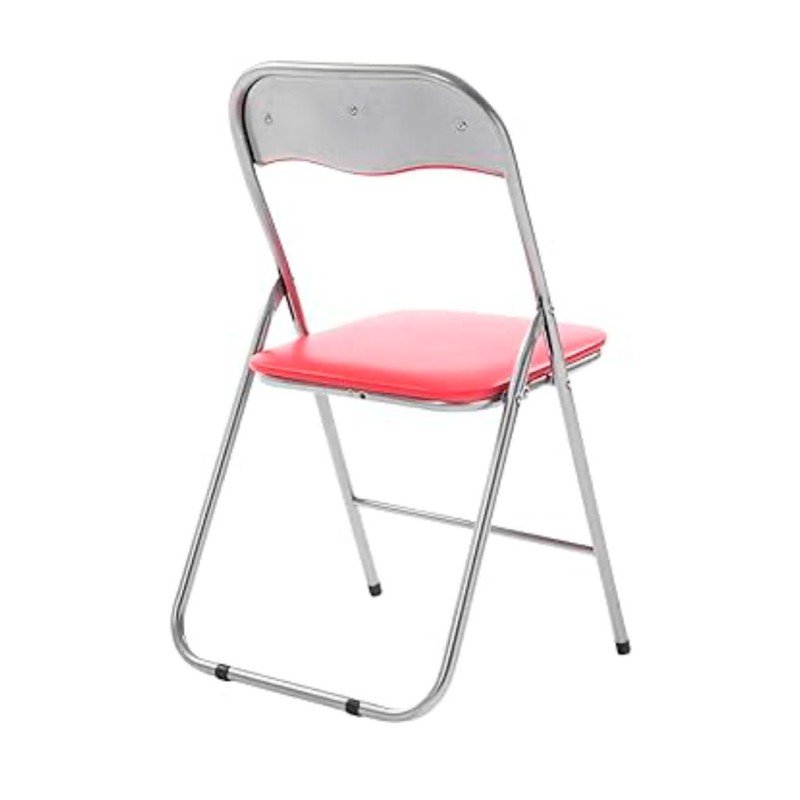 ORION91 Silla AQUILA Plegable Acolchada Piel Sintética y Estructura Metálica - Color ROJO 39 x 44 x 78 cm - SpazioLuzio