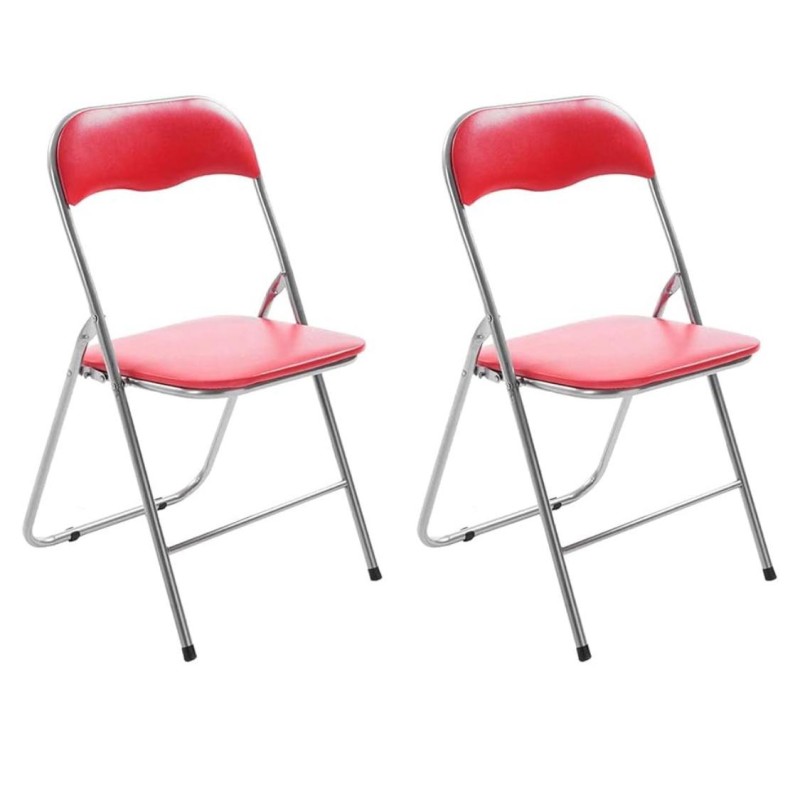 ORION91 Silla AQUILA Plegable Acolchada Piel Sintética y Estructura Metálica - Color ROJO 39 x 44 x 78 cm - SpazioLuzio