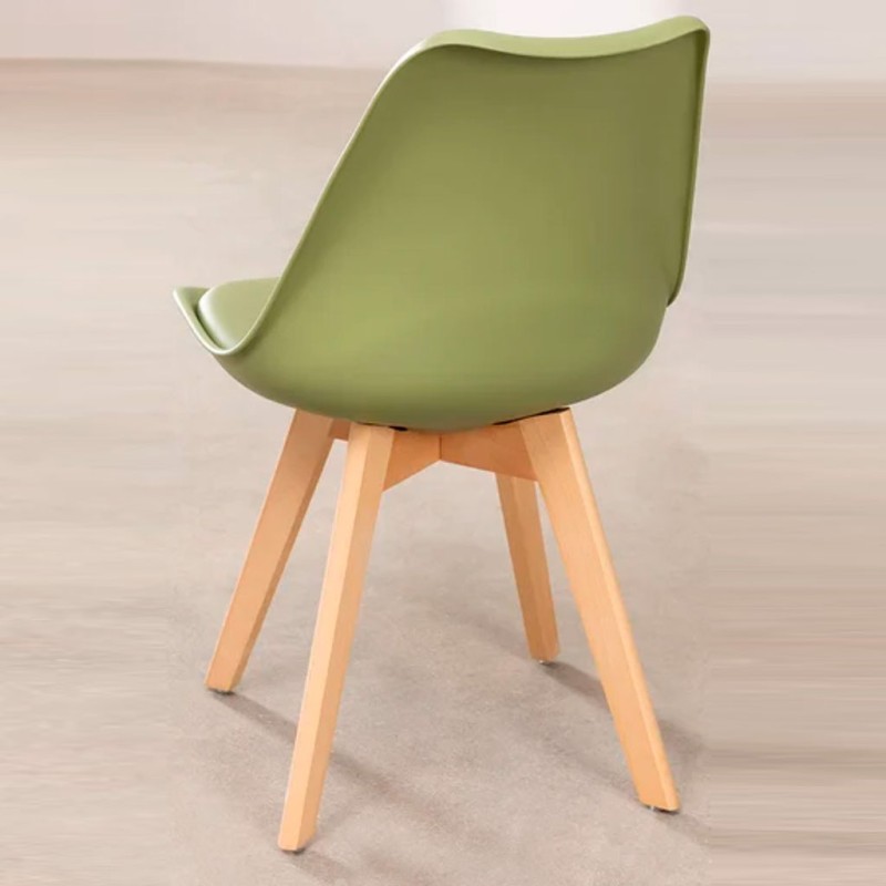 ORION91 Silla SIRIO Color Verde Militar Asiento Acolchado Piel Sintética y Patas Haya 54x81x48cm Comedor Oficina Salón Teletraba