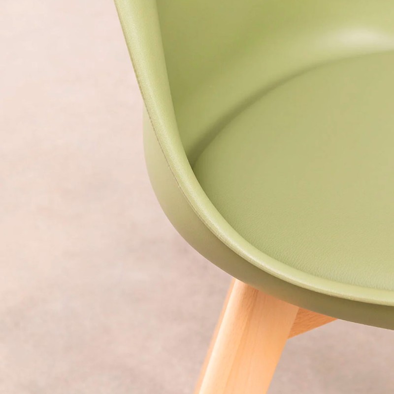 ORION91 Silla SIRIO Color Verde Militar Asiento Acolchado Piel Sintética y Patas Haya 54x81x48cm Comedor Oficina Salón Teletraba