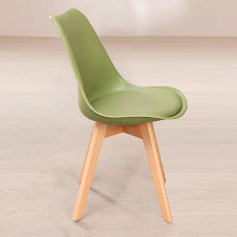 ORION91 Silla SIRIO Color Verde Militar Asiento Acolchado Piel Sintética y Patas Haya 54x81x48cm Comedor Oficina Salón Teletraba