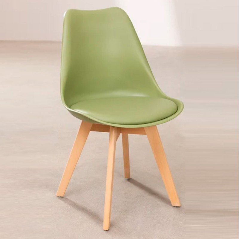 ORION91 Silla SIRIO Color Verde Militar Asiento Acolchado Piel Sintética y Patas Haya 54x81x48cm Comedor Oficina Salón Teletraba