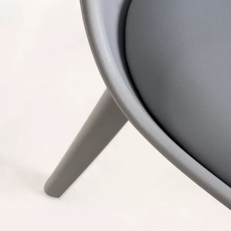ORION91 Silla BOREAL Asiento Acolchado Piel Sintética y Patas Color Gris Claro 48x43x82cm Comedor Oficina Salón Teletrabajo Coci