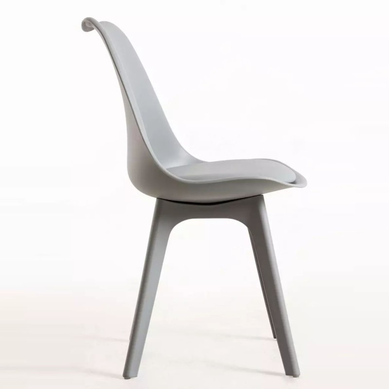 ORION91 Silla BOREAL Asiento Acolchado Piel Sintética y Patas Color Gris Claro 48x43x82cm Comedor Oficina Salón Teletrabajo Coci