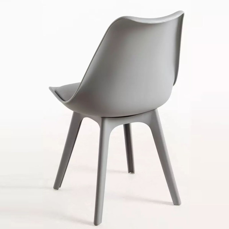 ORION91 Silla BOREAL Asiento Acolchado Piel Sintética y Patas Color Gris Claro 48x43x82cm Comedor Oficina Salón Teletrabajo Coci