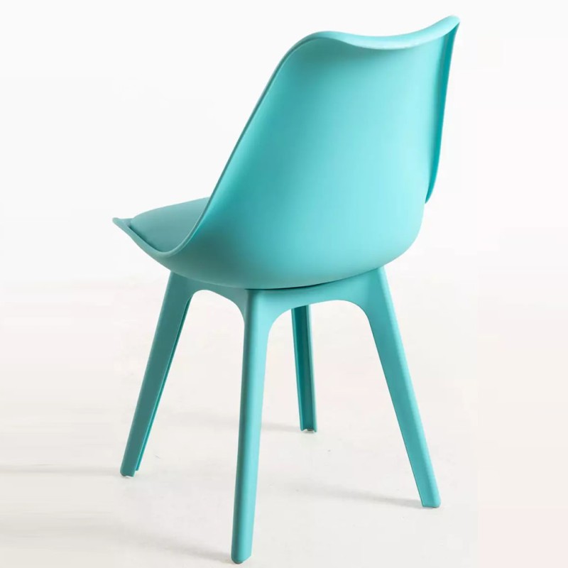 ORION91 Silla BOREAL Asiento Acolchado Piel Sintética y Patas Color Aguamarina 48x43x82cm Comedor Oficina Salón Teletrabajo Coci