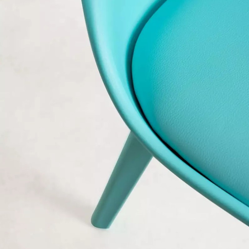ORION91 Silla BOREAL Asiento Acolchado Piel Sintética y Patas Color Aguamarina 48x43x82cm Comedor Oficina Salón Teletrabajo Coci