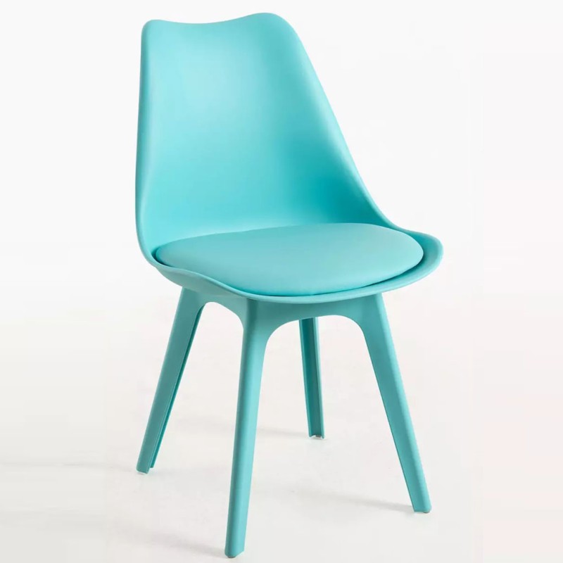 ORION91 Silla BOREAL Asiento Acolchado Piel Sintética y Patas Color Aguamarina 48x43x82cm Comedor Oficina Salón Teletrabajo Coci