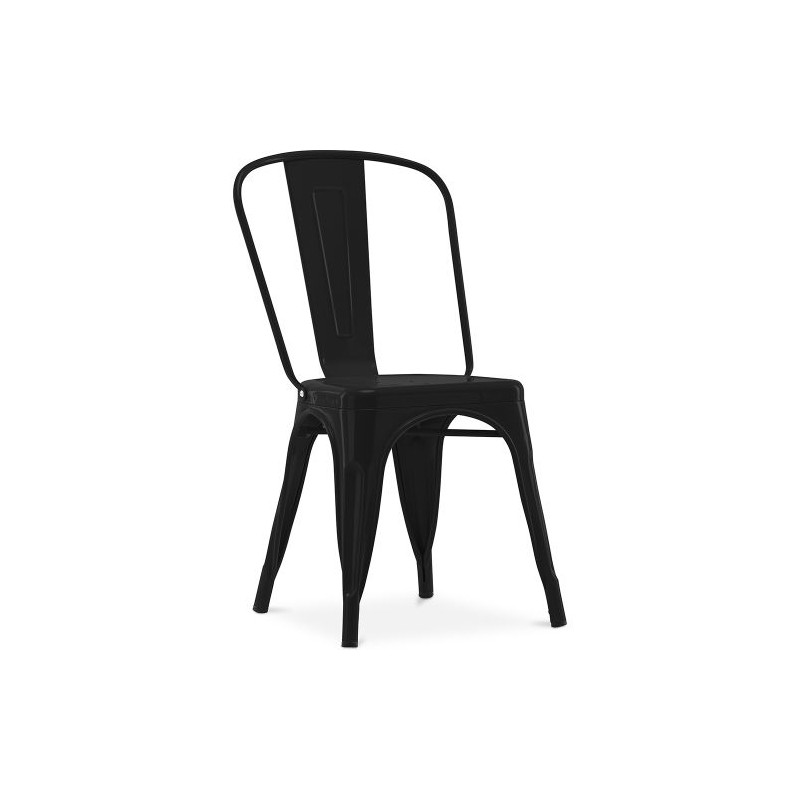 ORION91 Silla Acero BETA Negro Mate Apilable (84x45,5x52 cm) Estilo Industrial Convertible a Taburete Antideslizante Comedor Hos