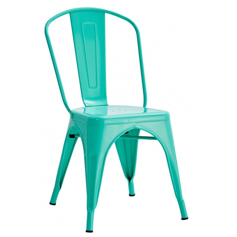 ORION91 Silla Acero BETA Verde Agua Apilable (84x45,5x52 cm) Estilo Industrial Convertible a Taburete Antideslizante Comedor Hos