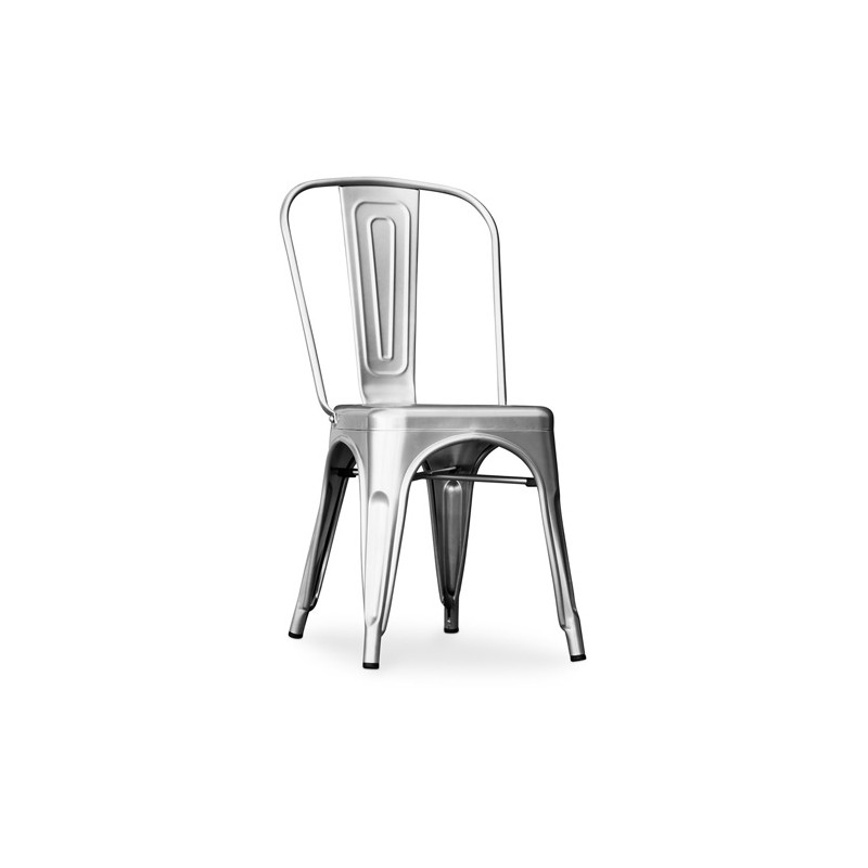 ORION91 Silla Acero BETA Gris Plata Apilable (84x45,5x52 cm) Estilo Industrial Convertible a Taburete Antideslizante Comedor Hos