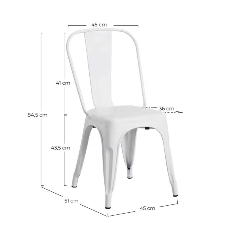 ORION91 Silla Acero BETA Gris Plata Apilable (84x45,5x52 cm) Estilo Industrial Convertible a Taburete Antideslizante Comedor Hos