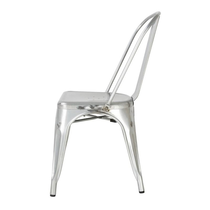 ORION91 Silla Acero BETA Gris Plata Apilable (84x45,5x52 cm) Estilo Industrial Convertible a Taburete Antideslizante Comedor Hos