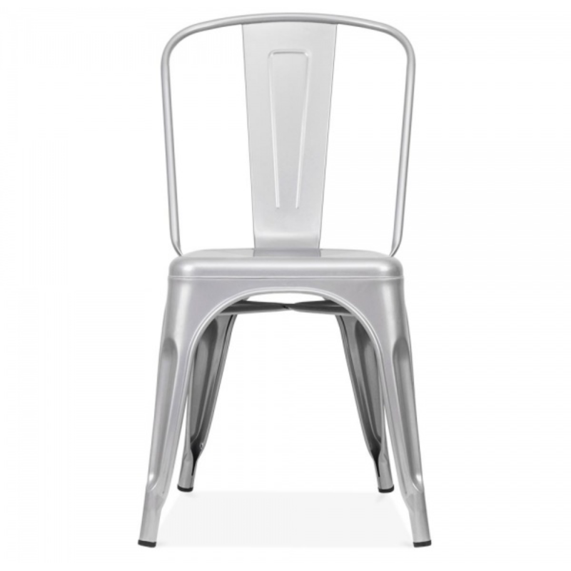 ORION91 Silla Acero BETA Gris Plata Apilable (84x45,5x52 cm) Estilo Industrial Convertible a Taburete Antideslizante Comedor Hos