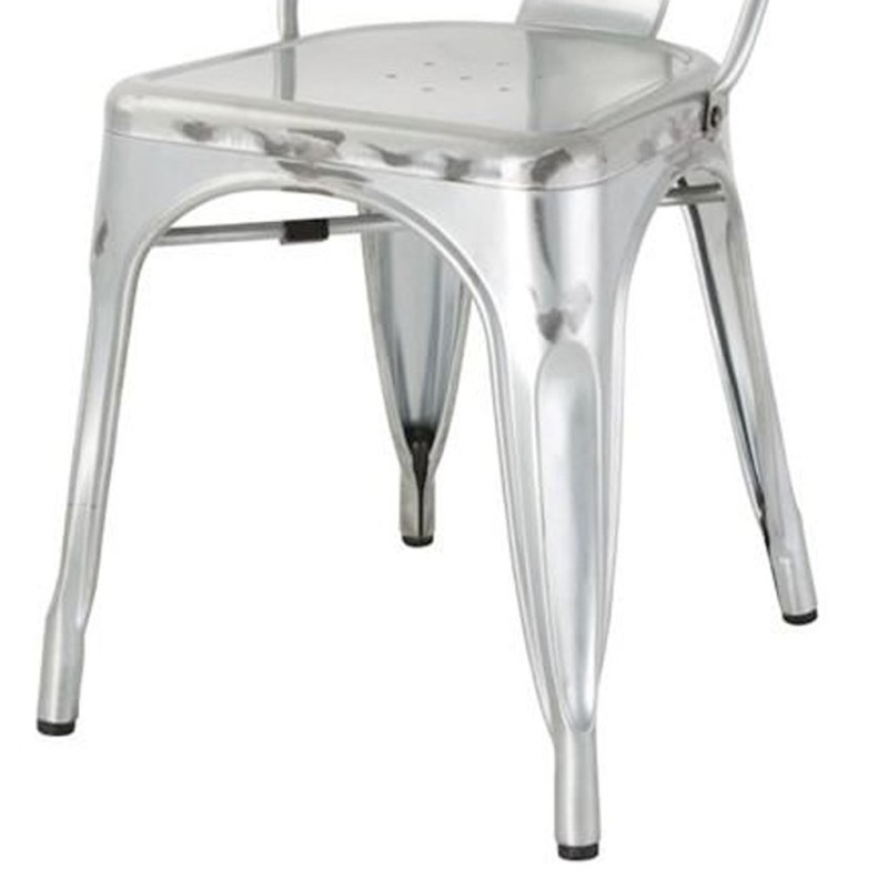 ORION91 Silla Acero BETA Gris Plata Apilable (84x45,5x52 cm) Estilo Industrial Convertible a Taburete Antideslizante Comedor Hos