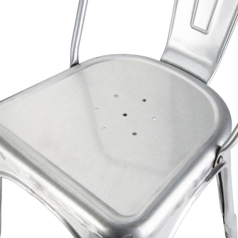 ORION91 Silla Acero BETA Gris Plata Apilable (84x45,5x52 cm) Estilo Industrial Convertible a Taburete Antideslizante Comedor Hos