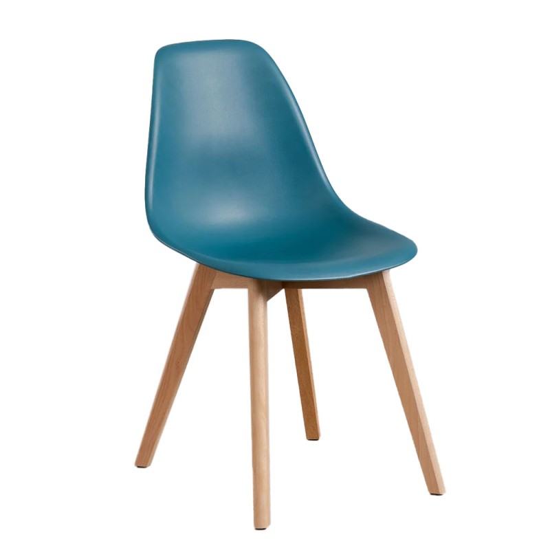 ORION91 Silla ARA Color Azul Petróleo y Patas Haya 46x55x83 cm Comedor Oficina Salón Teletrabajo Cocina – SpazioLuzio